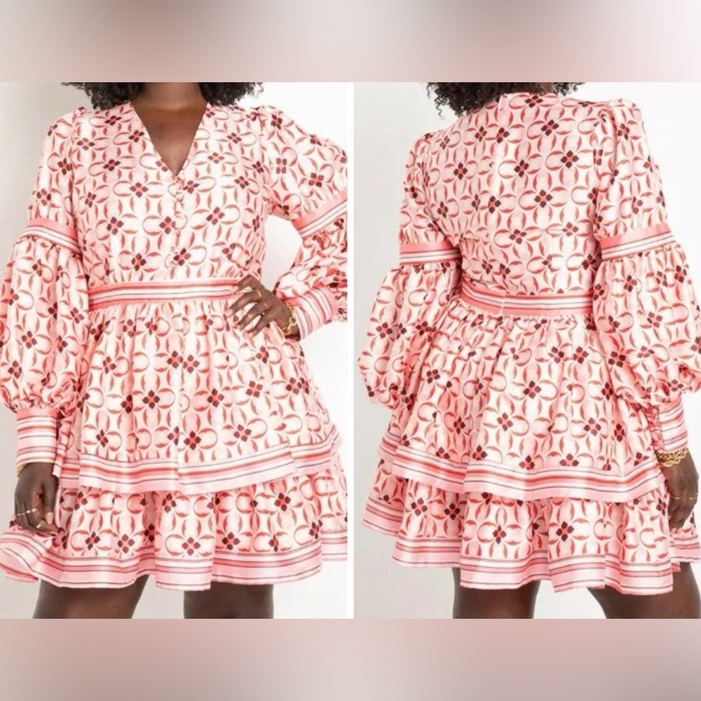 ELOQUII pink tiered mini dress size 16